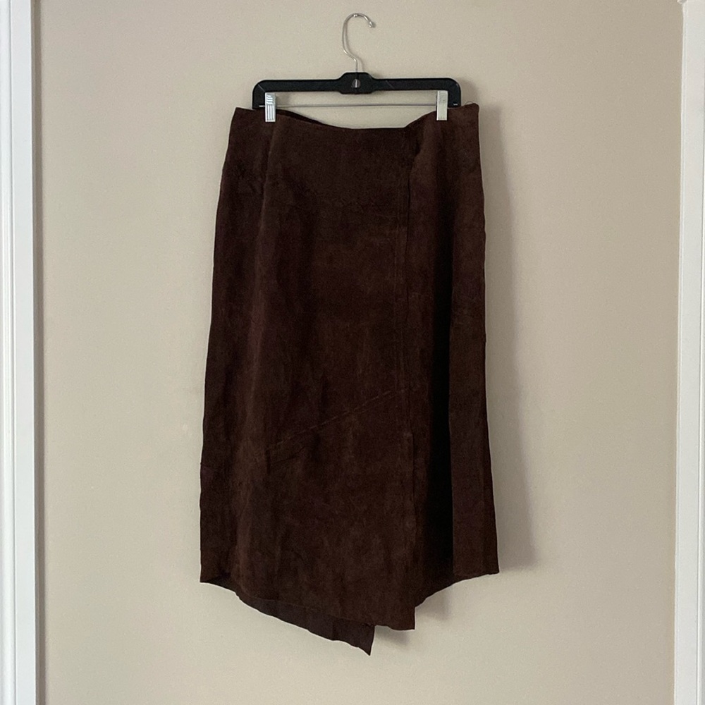 Nancy Bolen City Girl Plus Size Suede Maxi Vintage Skirt 14W